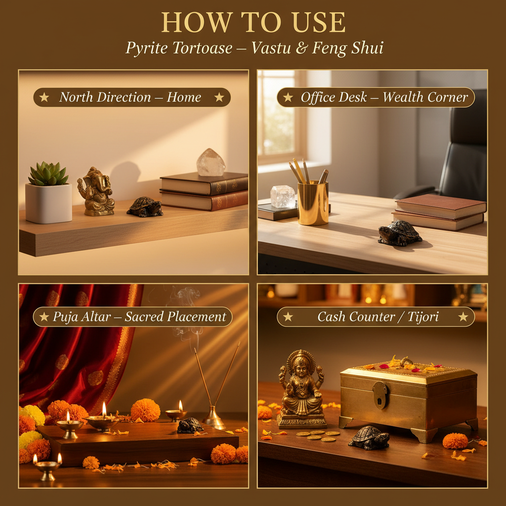 Pyrite Tortoise – "How to Use" Premium Lifestyle Collage