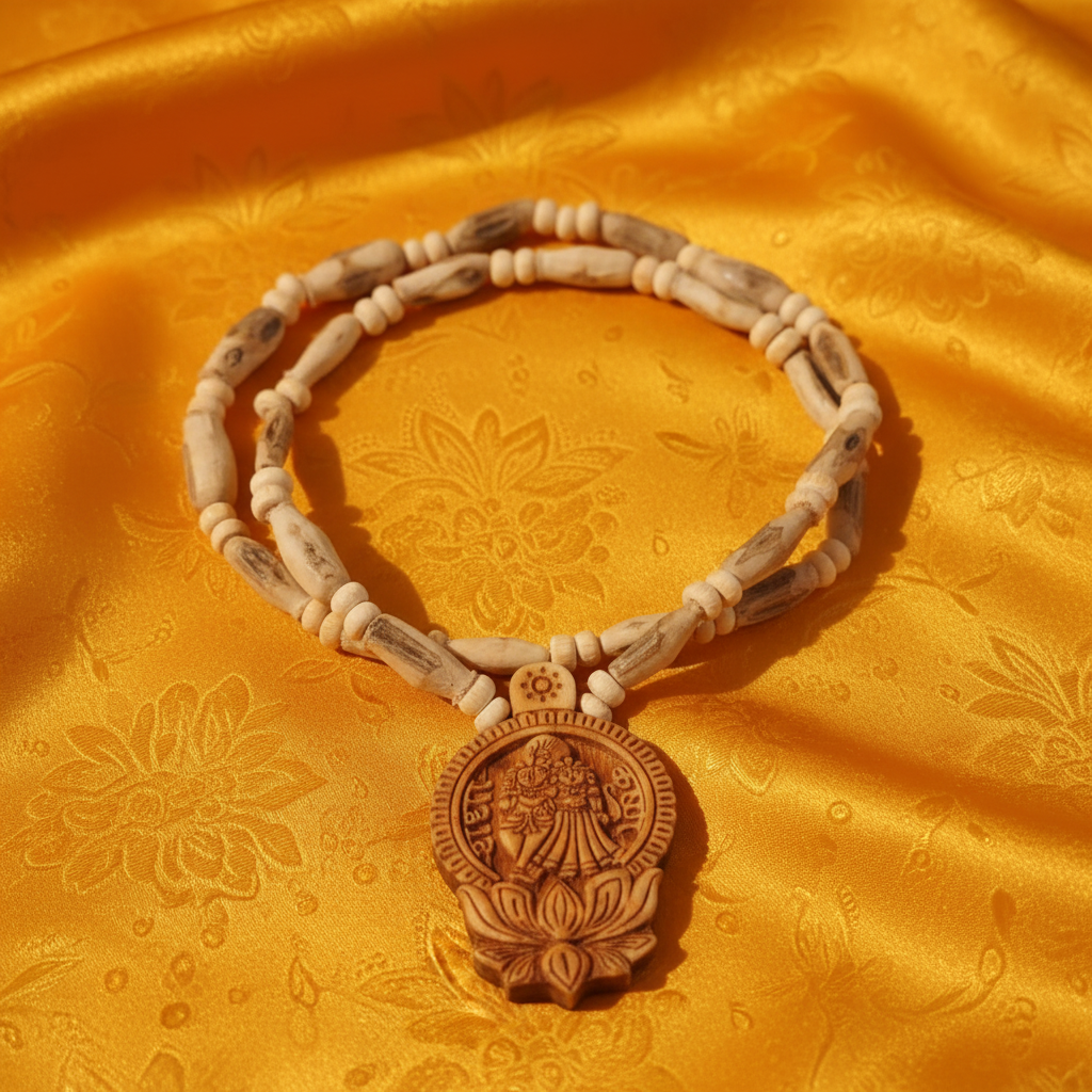 Radha Krishna Tulsi Mala — Coiled