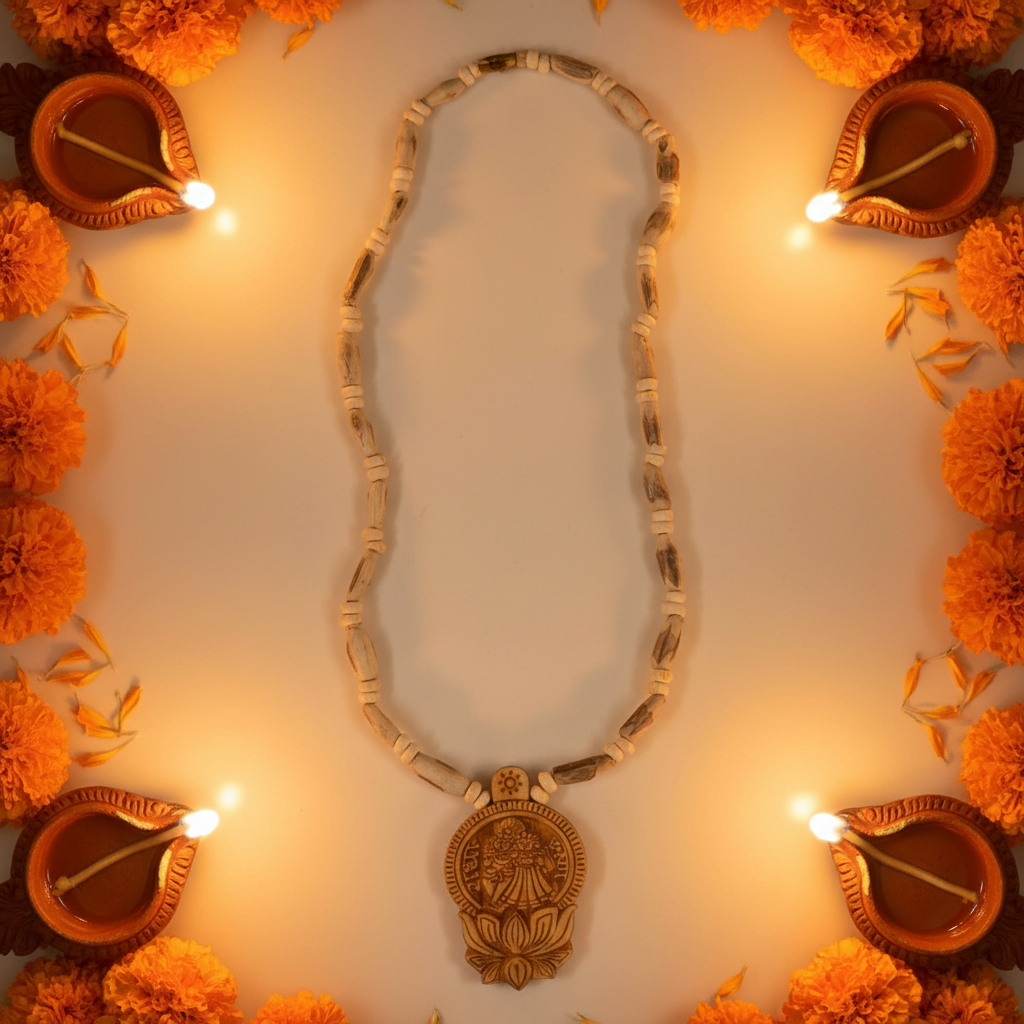 Radha Krishna Tulsi Mala — Flat Oval