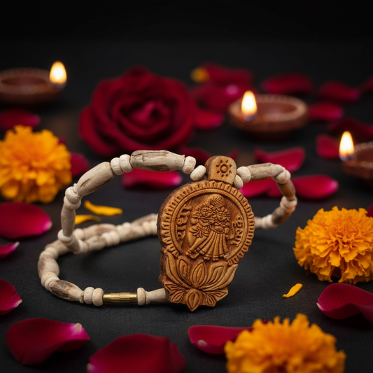 Radha Krishna Tulsi Mala — Pendant Macro