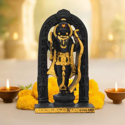 Ram Lalla Murti with minimal temple background