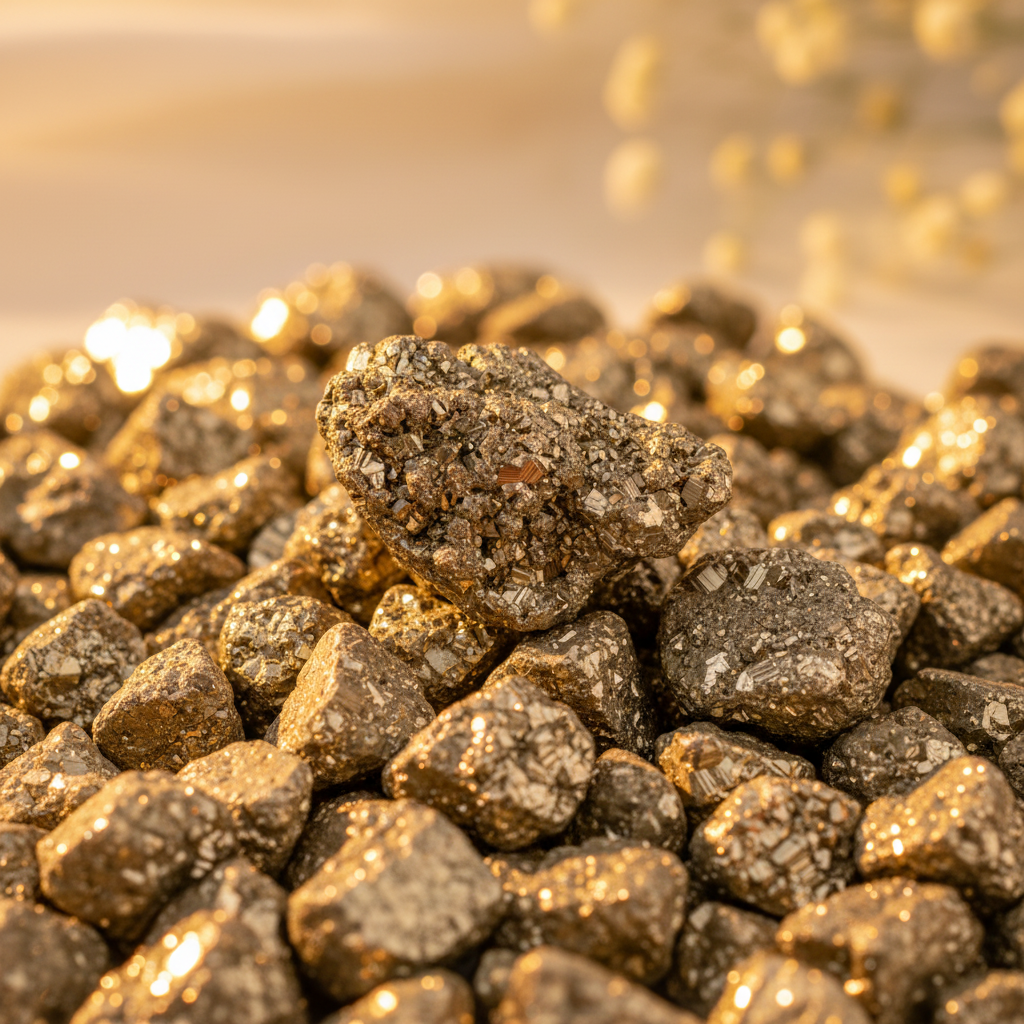 Raw Pyrite Stone – Over Bed of Pyrite Stones