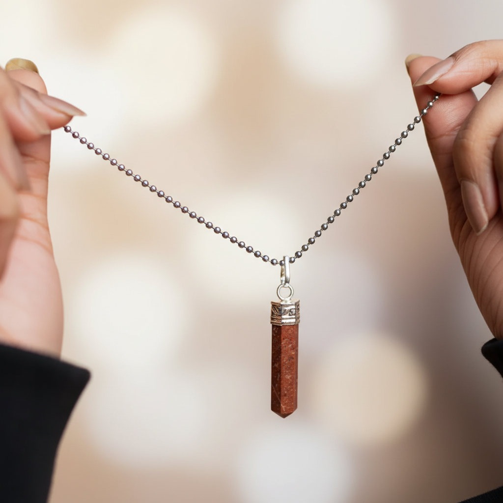 Red Jasper Pendant - clean background focused shot