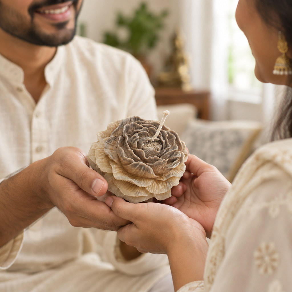 Rose candle gift karte hue