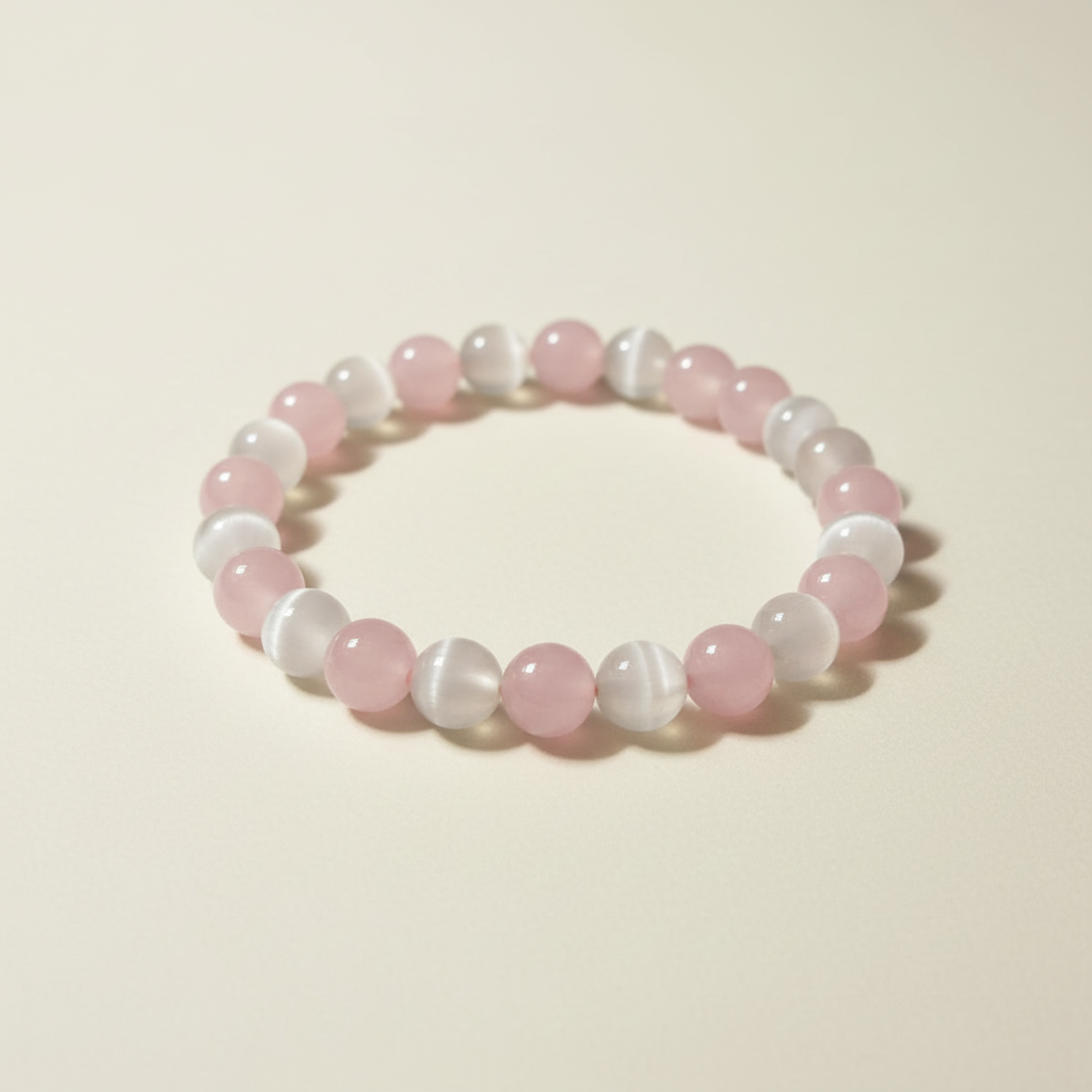 Rose Quartz aur Selenite bracelet alag image