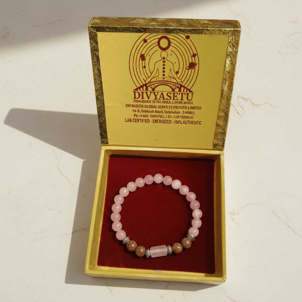 Rose Quartz Bracelet in DivyaSetu Gift Box