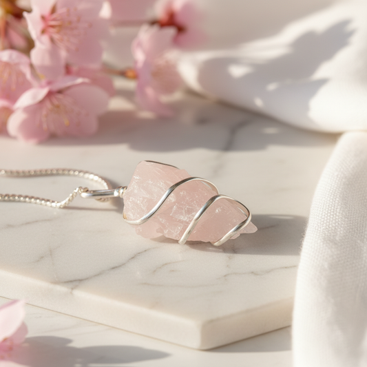 Rose Quartz Pendant Close Up