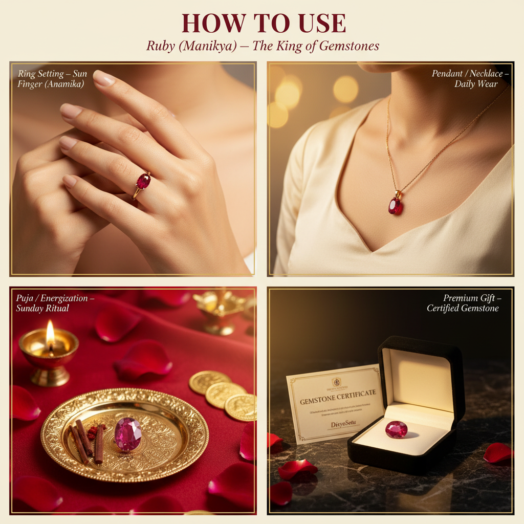 Ruby Manikya – "How to Use" Premium Lifestyle Collage