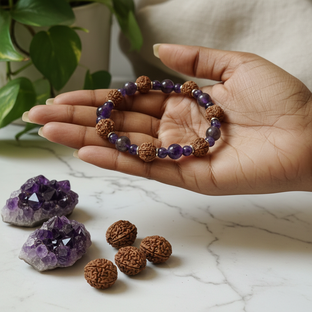 Rudraksha Amethyst - Open Palm Lifestyle