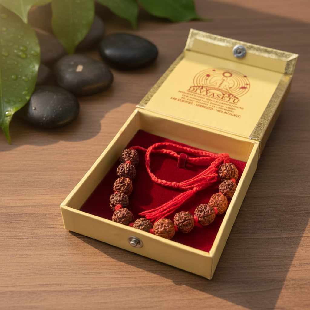 Rudraksha Bracelet - Angled Box View