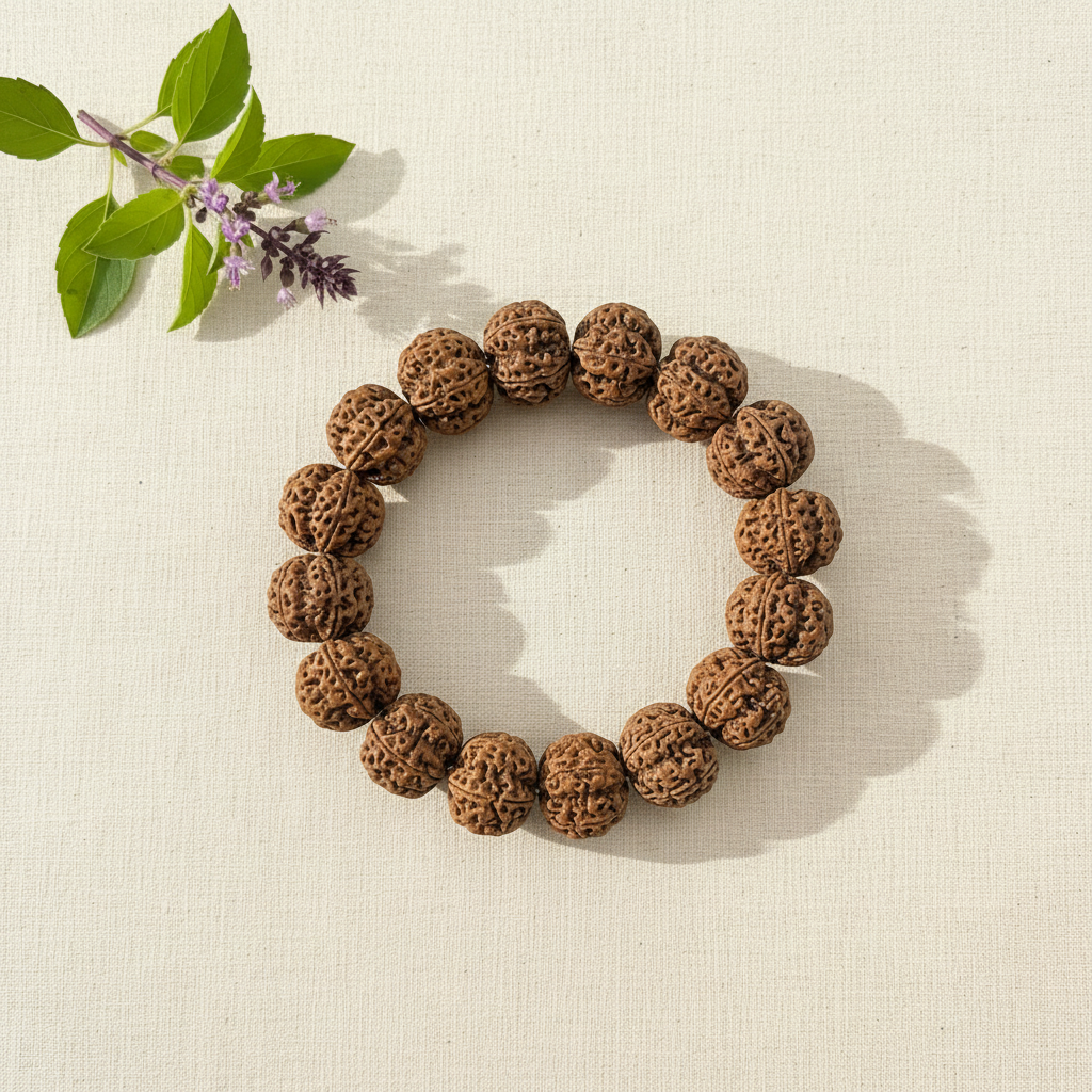 Rudraksha Bracelet – Flat Lay