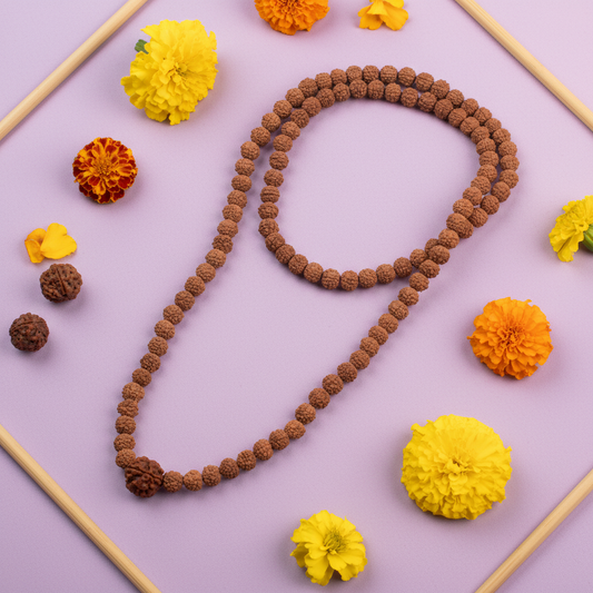 Rudraksha Mala - Clean Pastel Background