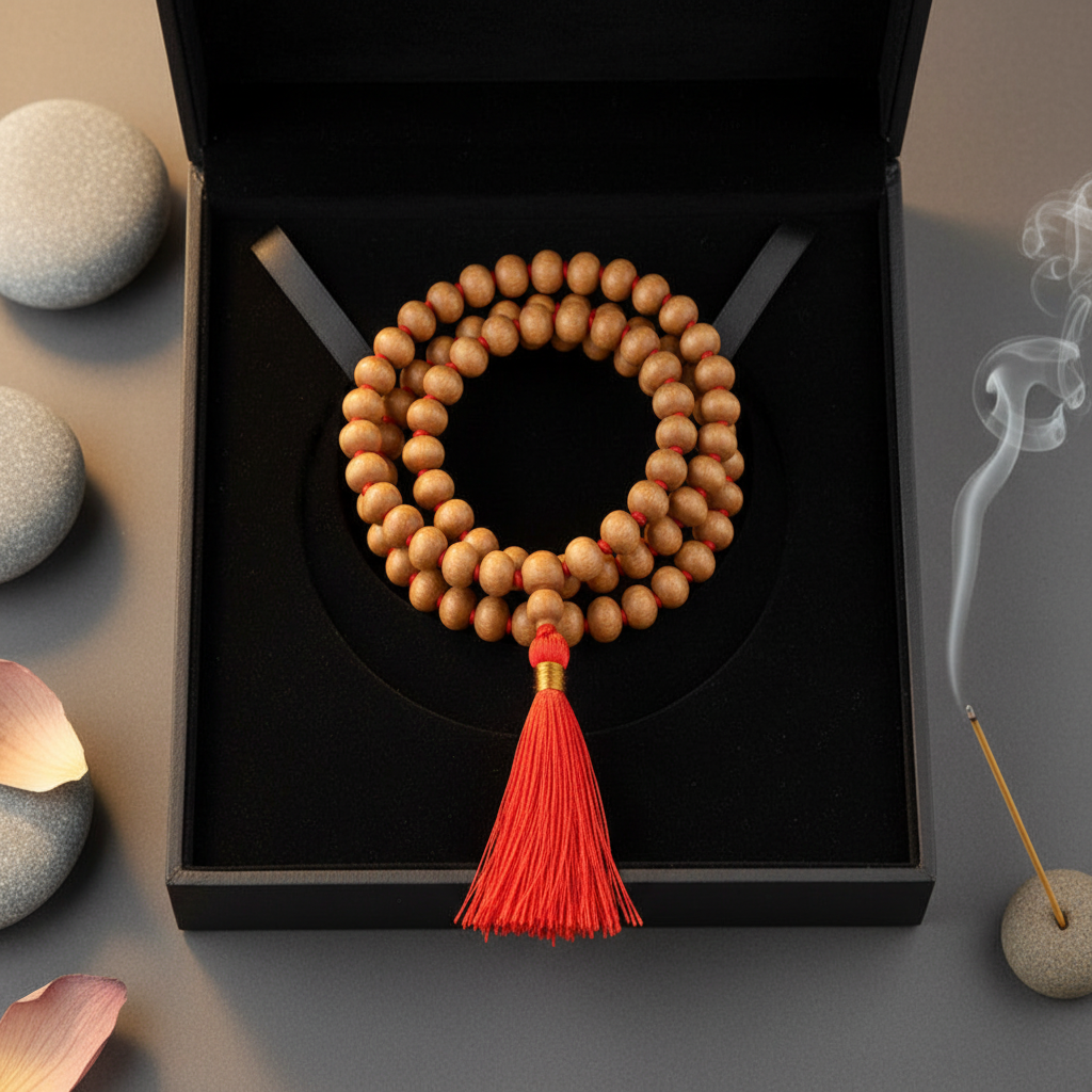 Rudraksha Mala in Box - Top View
