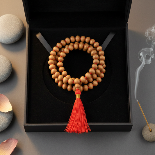 Rudraksha Mala in Box - Top View