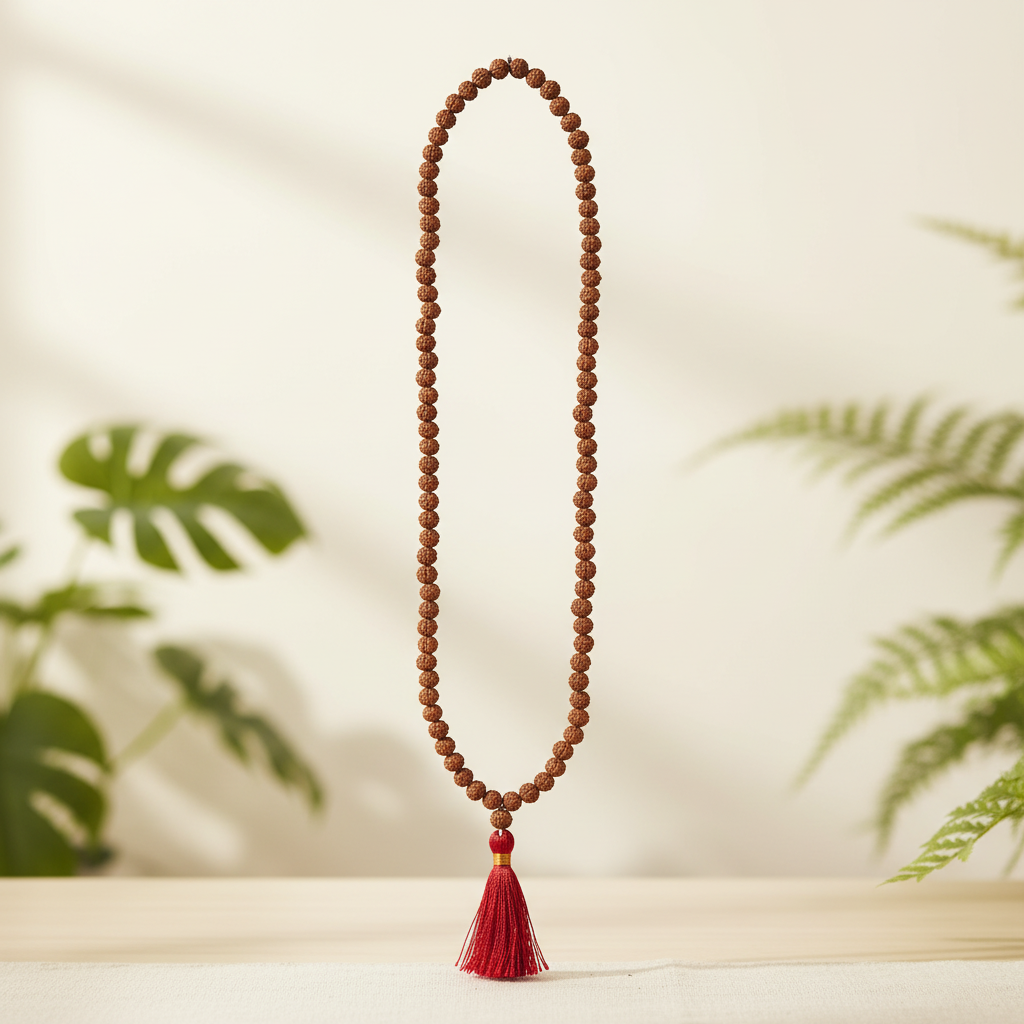 Rudraksha Mala with Natural Background