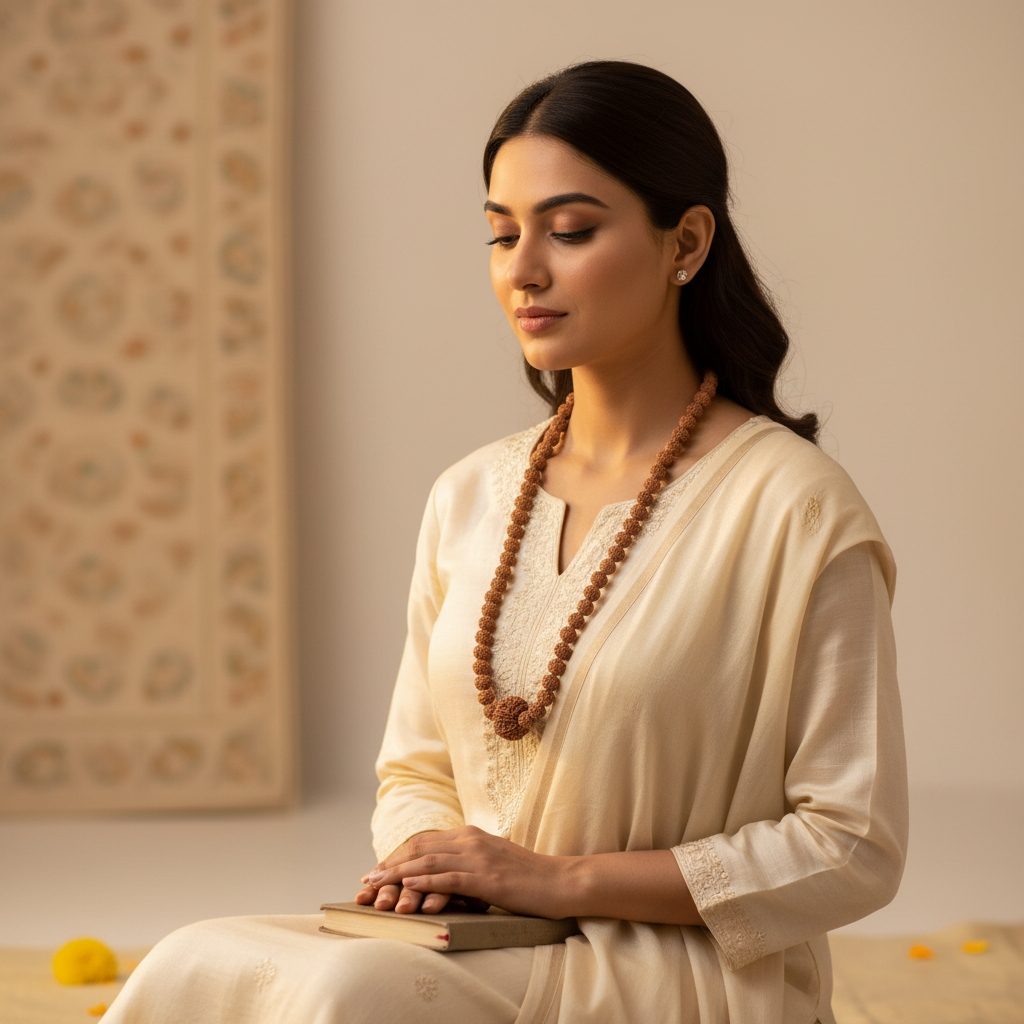 Rudraksha Mala - Woman Wearing