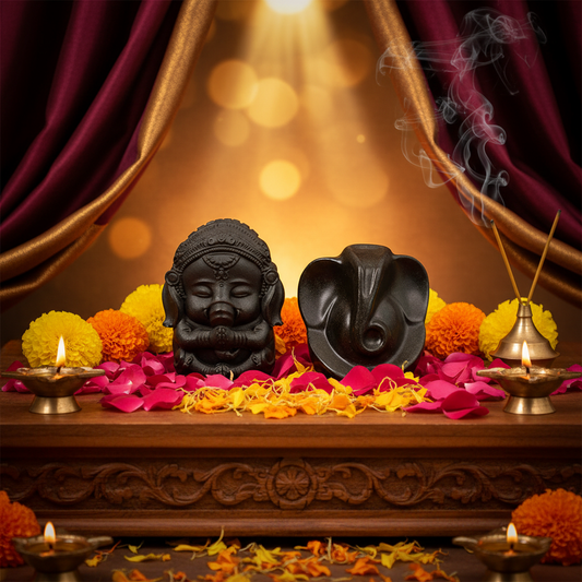 Sampoorna Ganesha Pyrite Combo - enhanced background