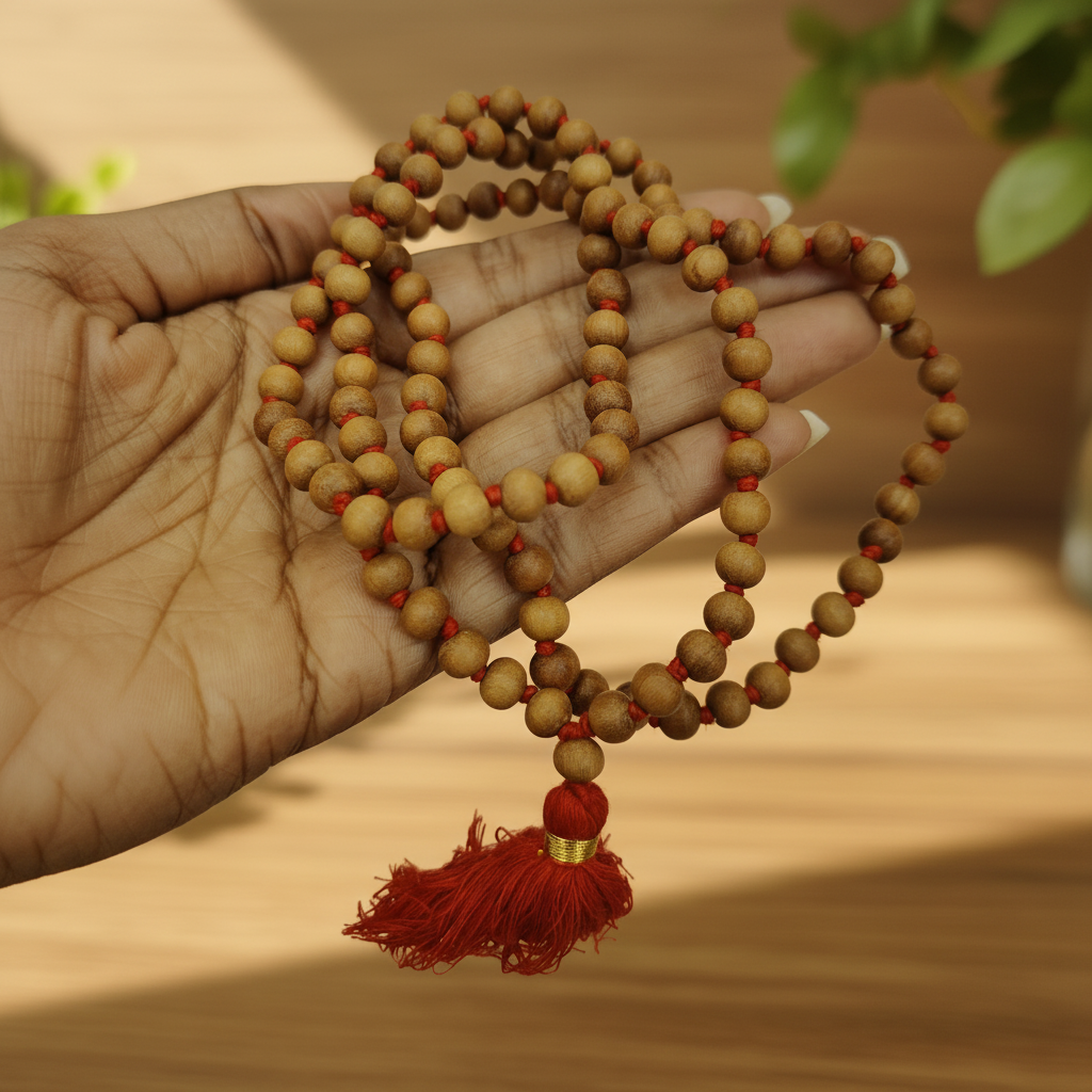 Sandalwood Mala on Palm