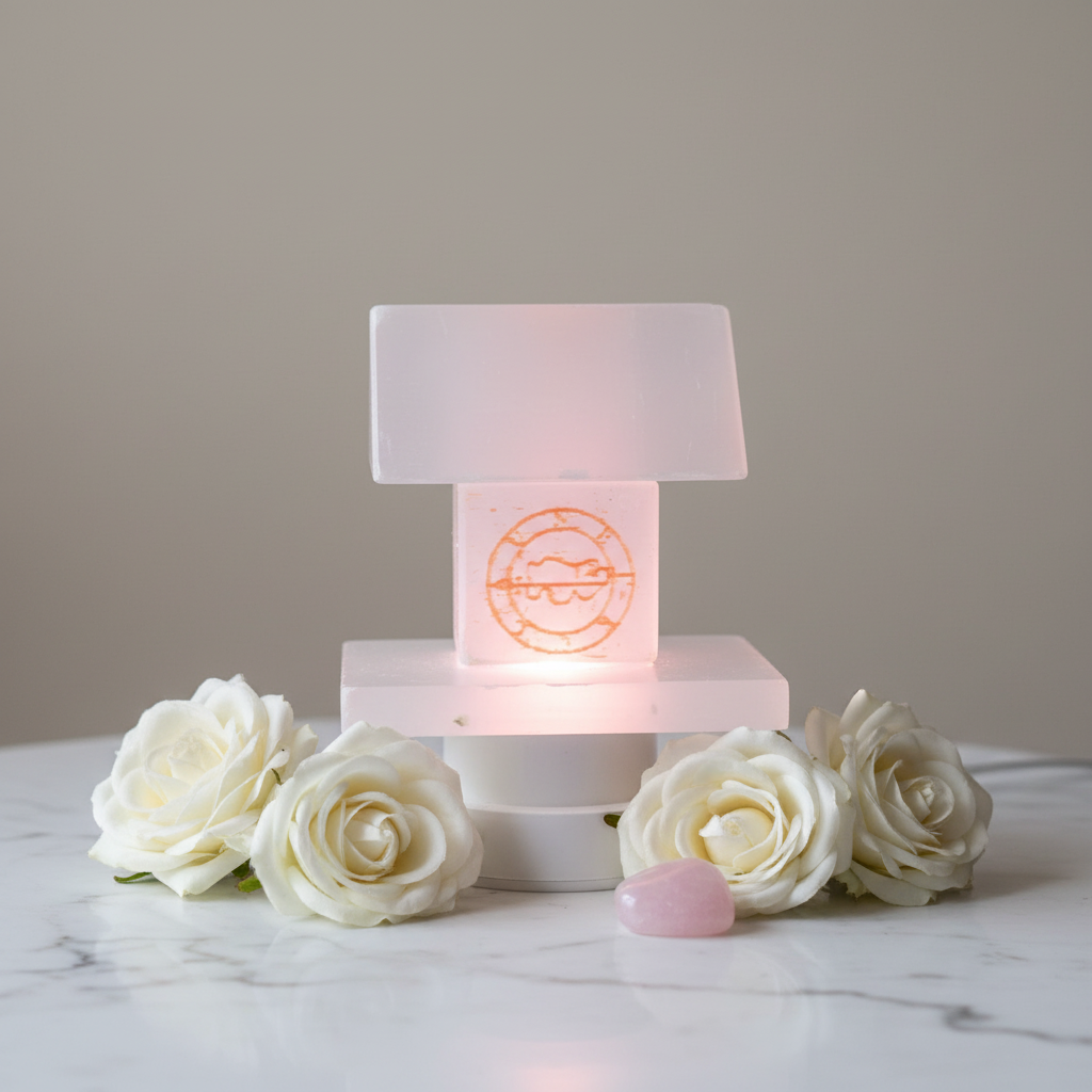 Selenite Home Lamp - Marble Pink