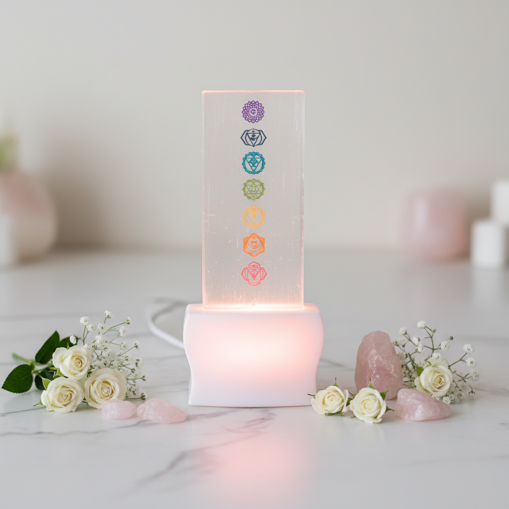 Selenite Scale Lamp - Marble Pink