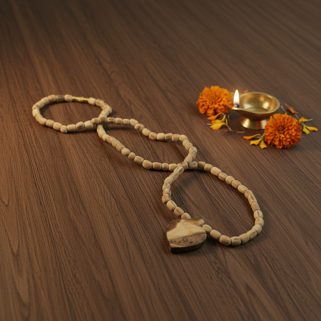 Shree Radha Mala — Dark Wood Diya