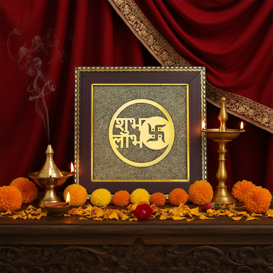 Shubh Labh with aesthetic temple background