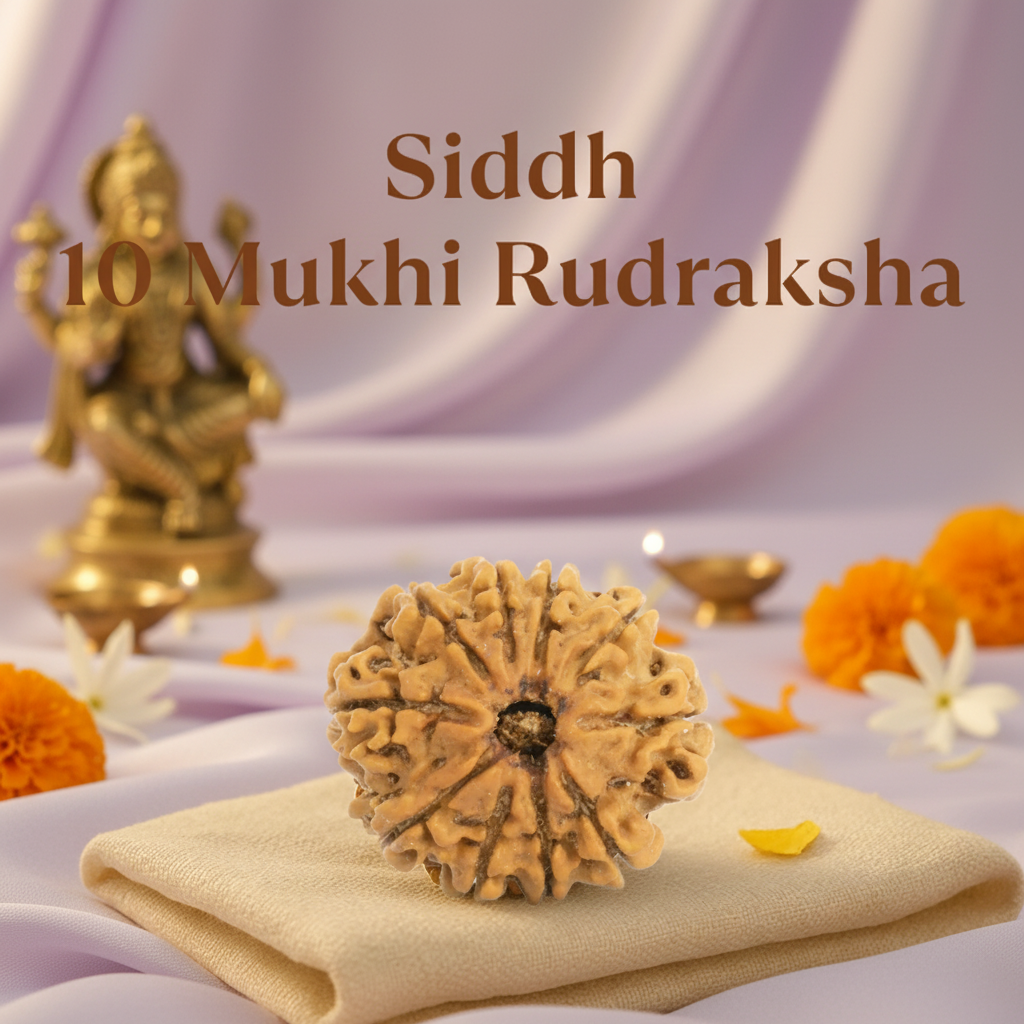 Siddh 10 Mukhi Rudraksha - Clean Pastel Background