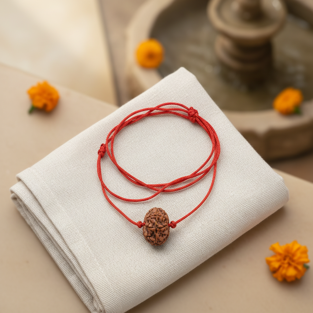 Siddh 6 Mukhi Rudraksha Necklace - Top View