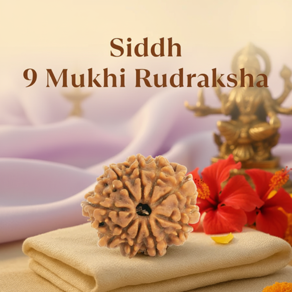 Siddh 9 Mukhi Rudraksha - Clean Pastel Background