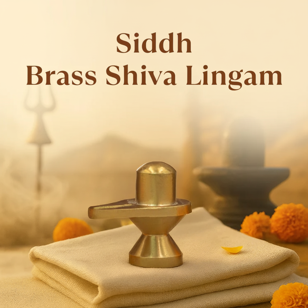 Siddh Brass Shiva Lingam with beige background