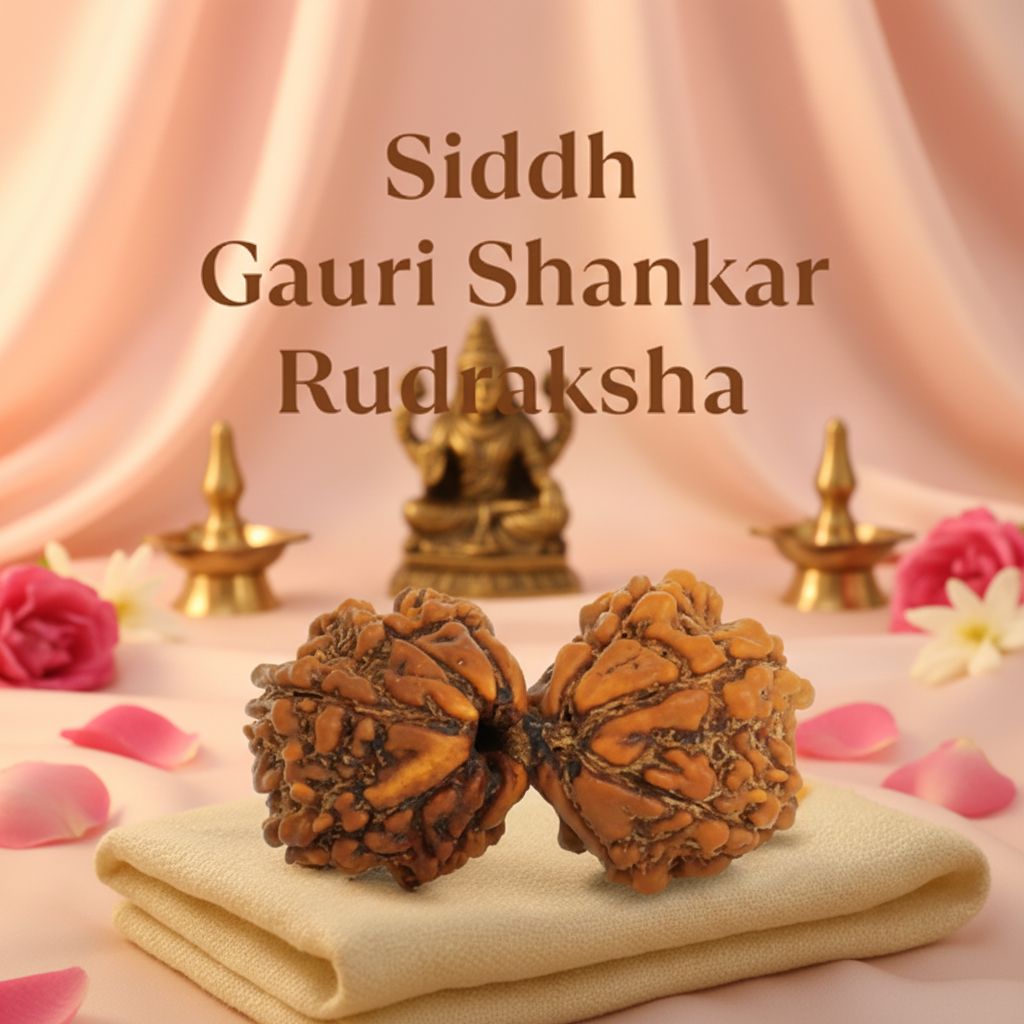 Siddh Gauri Shankar Rudraksha - Clean Pastel Background