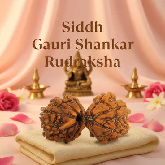 Siddh Gauri Shankar Rudraksha - Clean Pastel Background