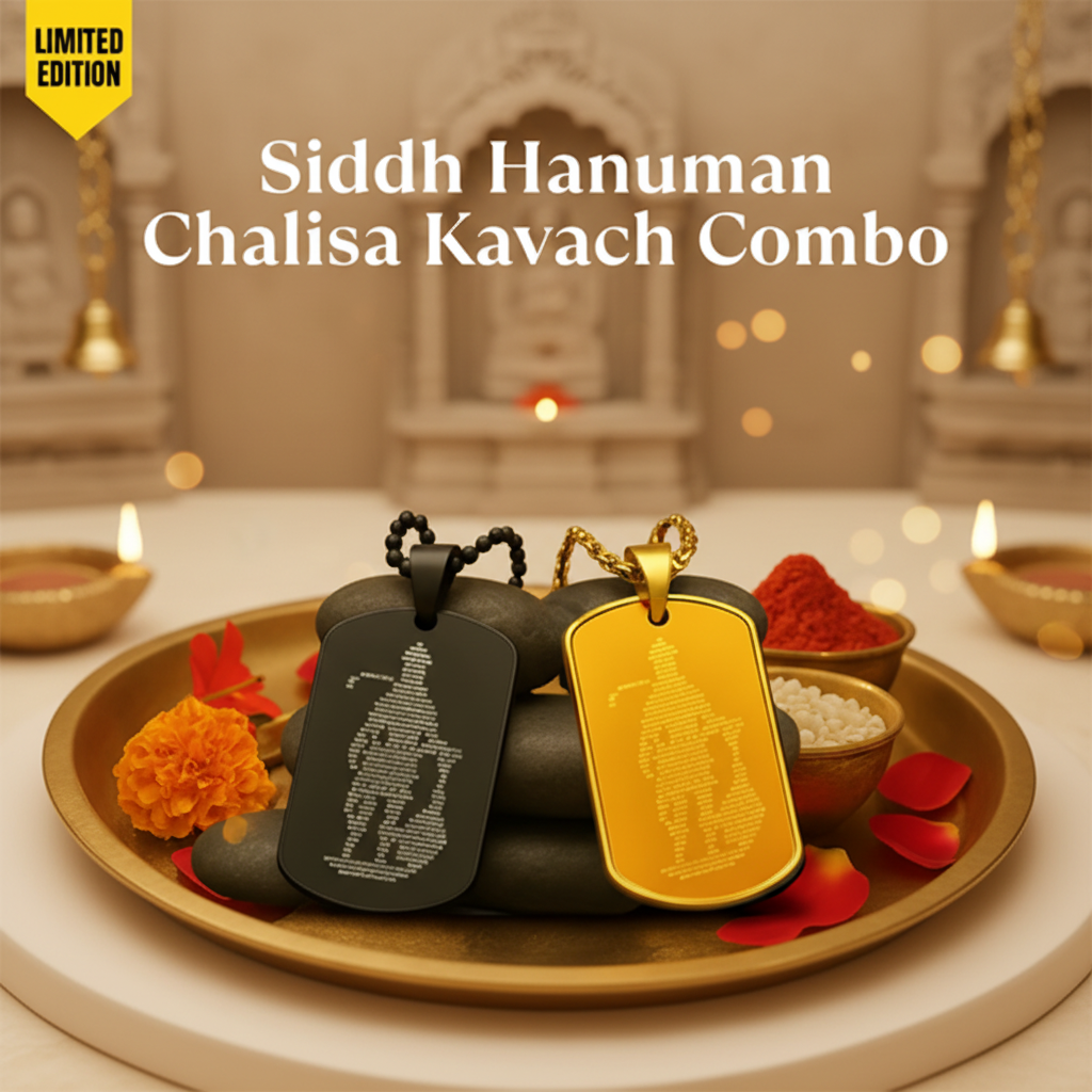 Siddh Hanuman Chalisa Kavach Combo with minimal temple background
