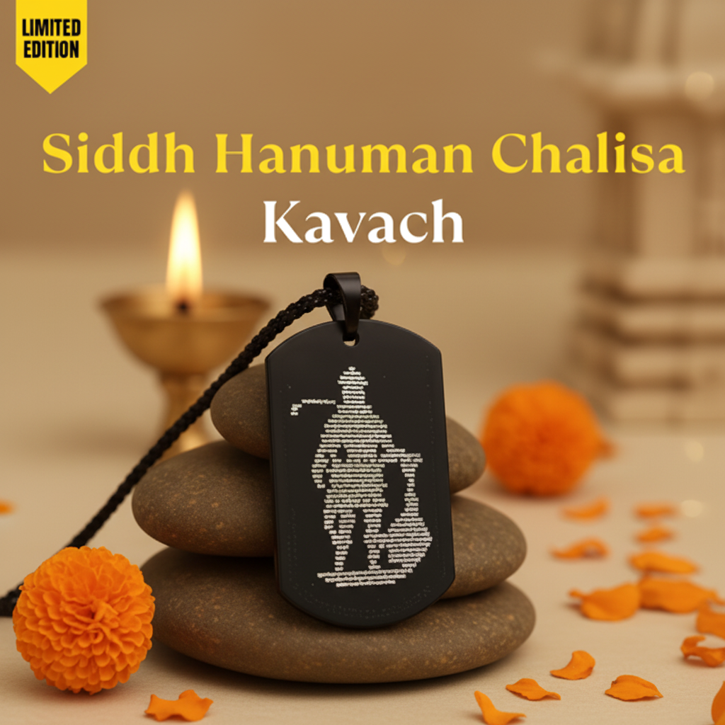 Siddh Hanuman Chalisa Kavach with minimal temple background