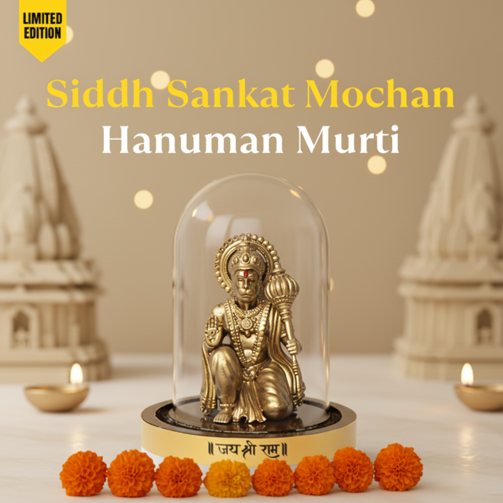 Siddh Sankat Mochan Hanuman with minimal temple background