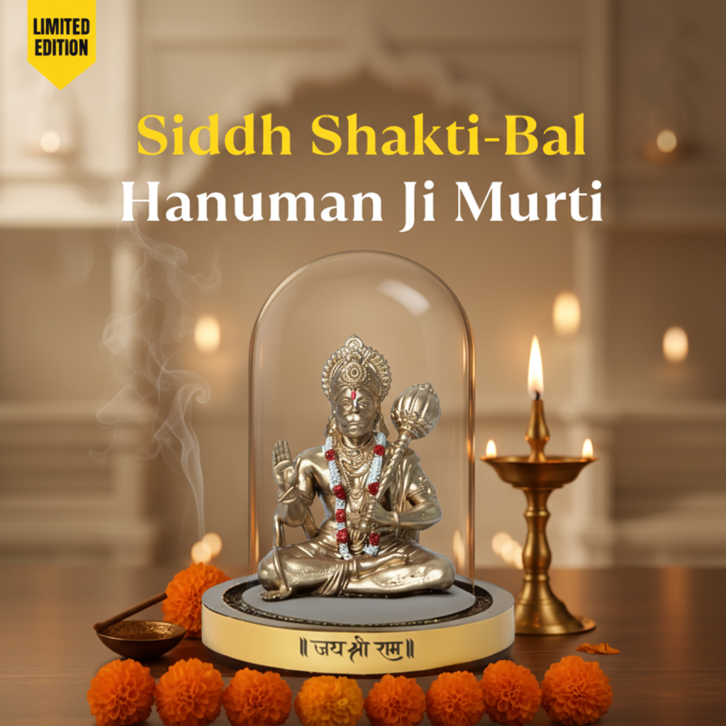 Siddh Shakti-Bal Hanuman with minimal beige temple background