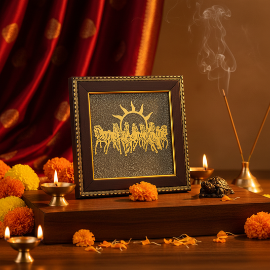 Surya Dev with Seven Horses - aesthetic temple background