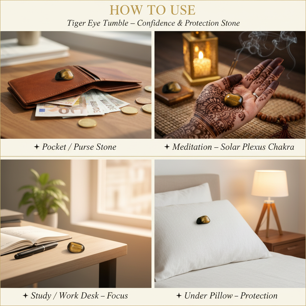 Tiger Eye Tumble – "How to Use" Premium Lifestyle Collage