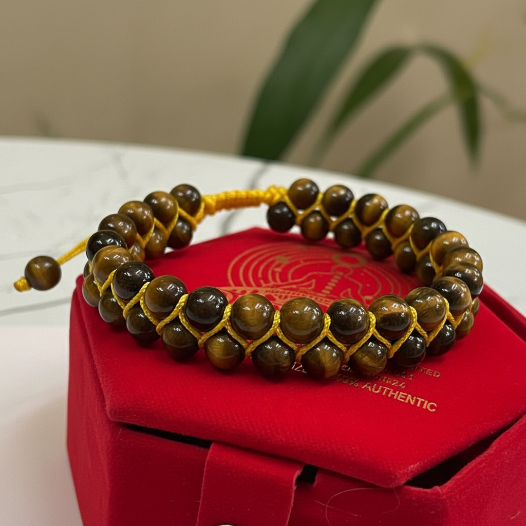 Tiger's Eye Bracelet with Certificate - Close-up Detail