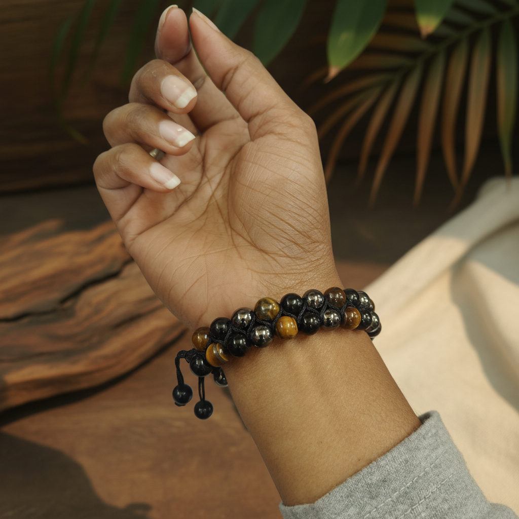 Triple Protection Bracelet on Wrist
