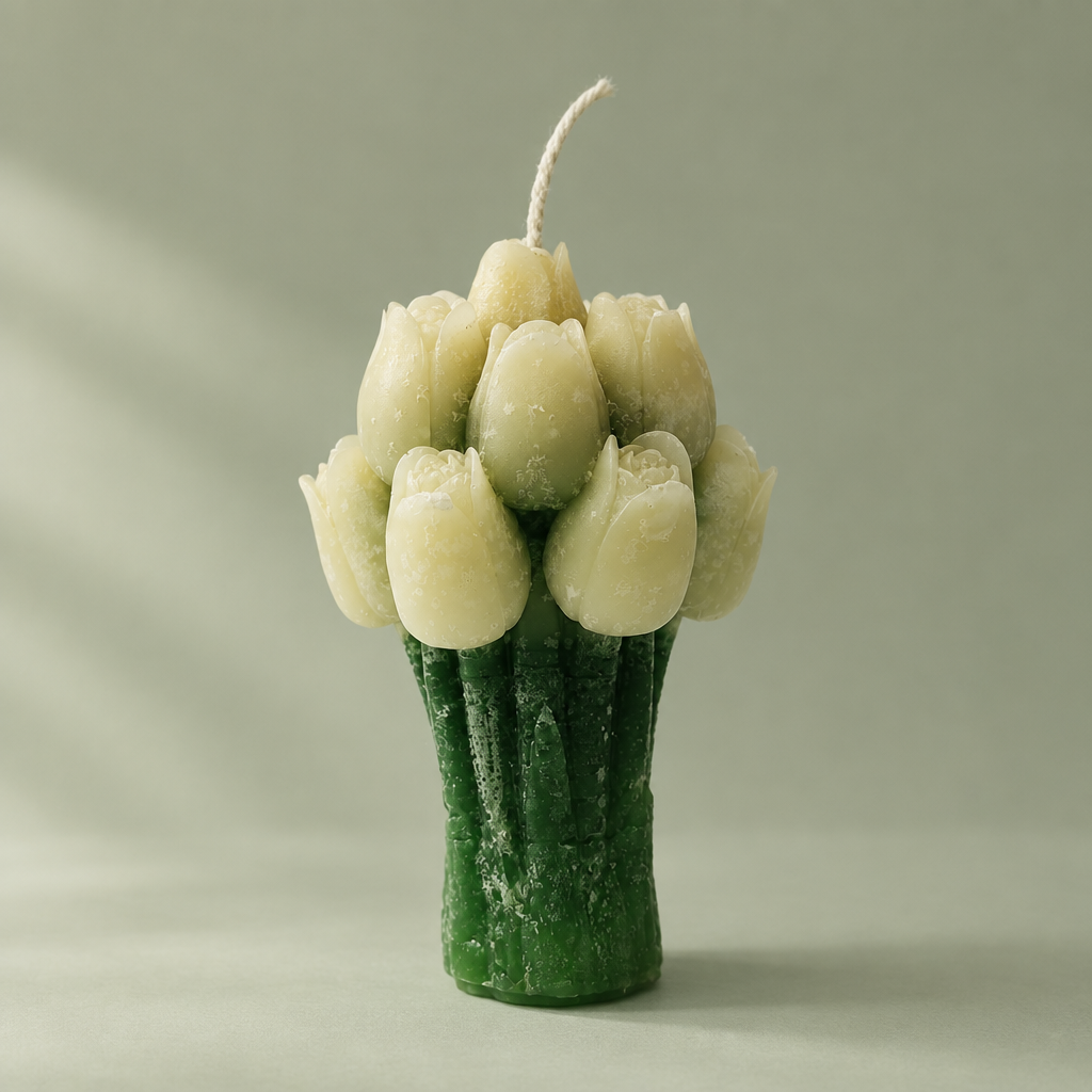 Tulip candle sage backdrop
