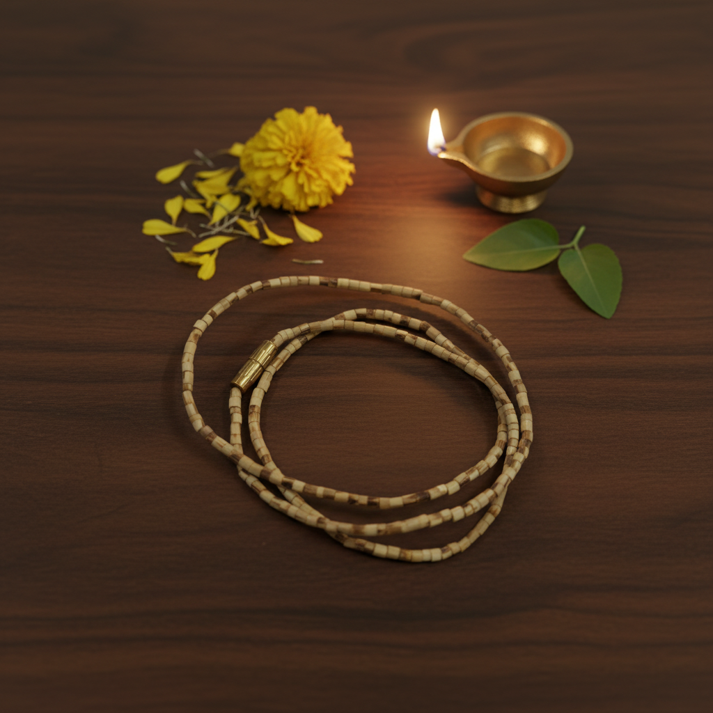 Tulsi Mala Thin — Coiled Dark