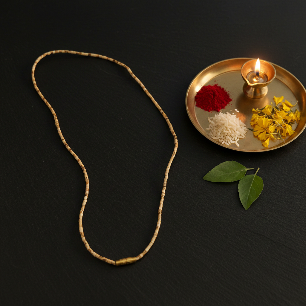 Tulsi Mala Thin — Open Oval Dark