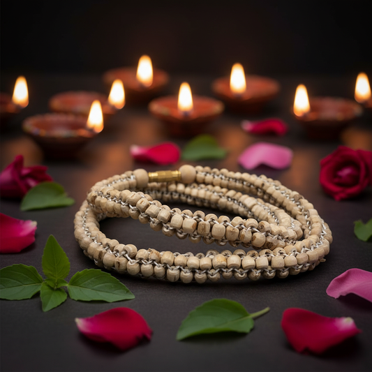 Tulsi Mala — Tulsi Leaves Background