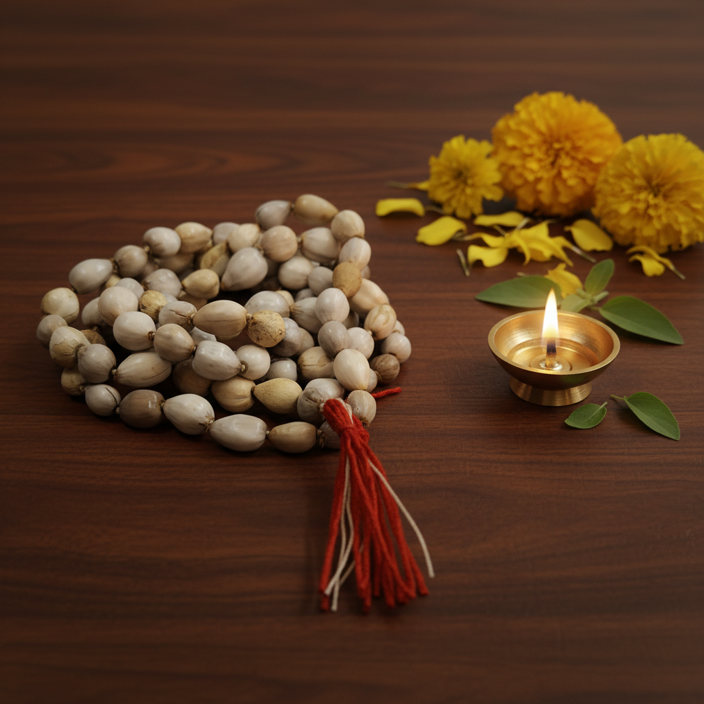 Tulsi Seed Mala — Coiled Dark