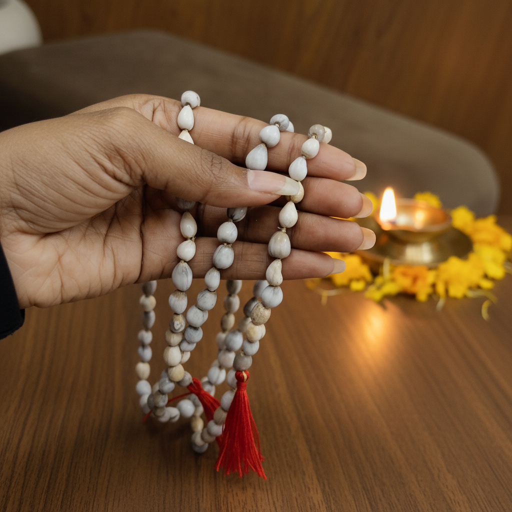 Tulsi Seed Mala — Hand Hold