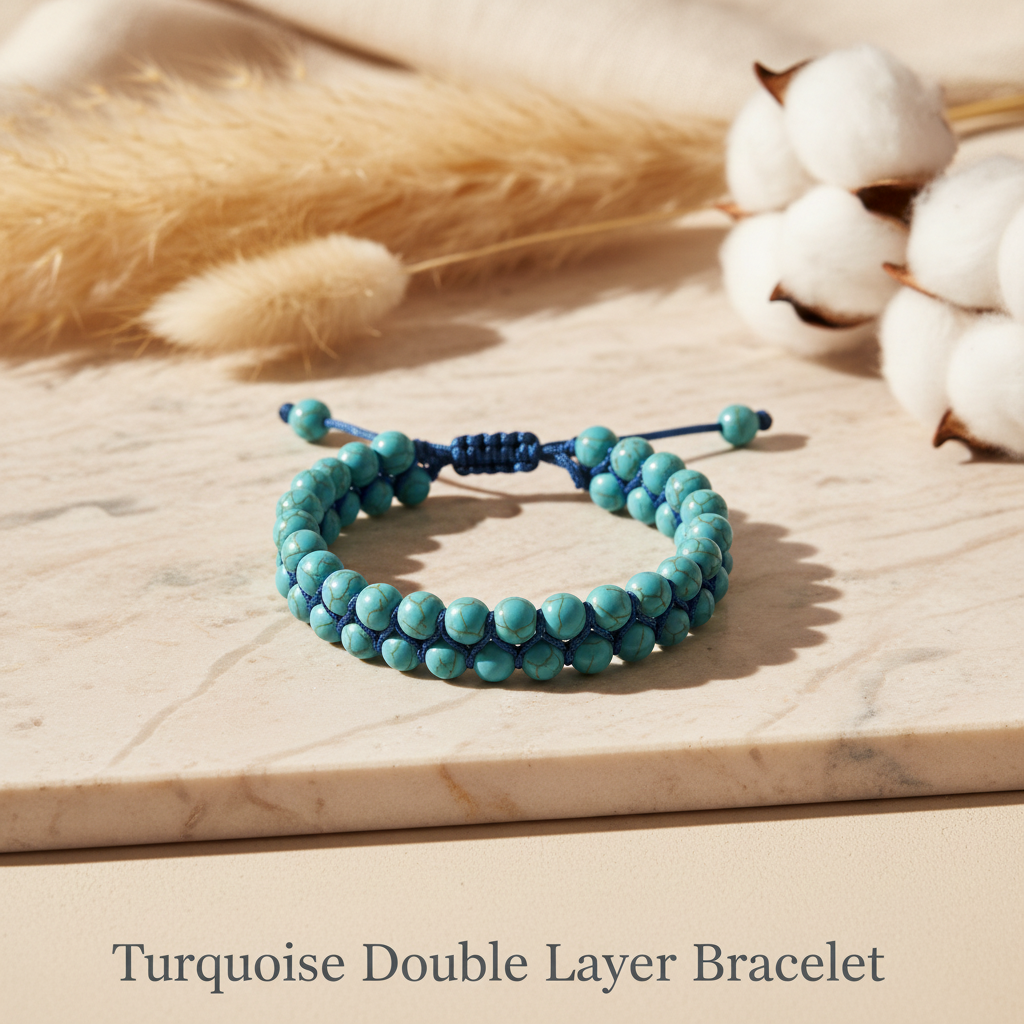 Turquoise Double Layer Bracelet Flat Lay