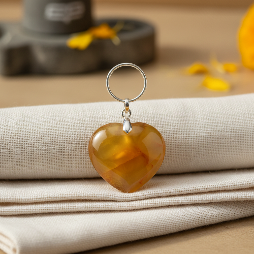 Yellow Agate Heart Pendant Product Photo