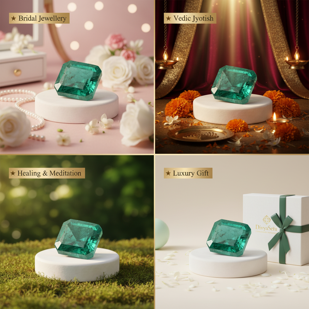 Zambian Emerald Panna – 4-in-1 Lifestyle Collage